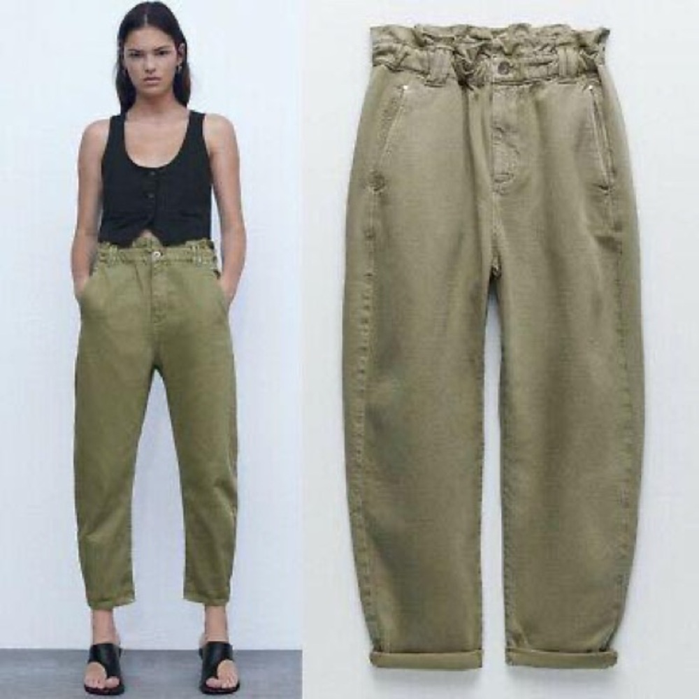 Zara high waisted paper bag pants